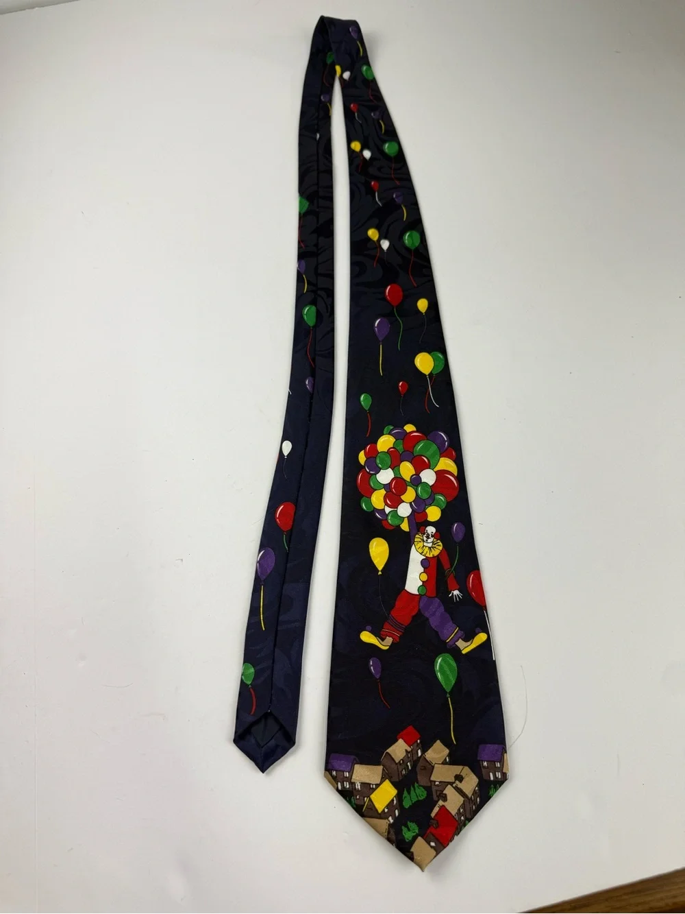 Novelty Clown Balloon Neck Tie Circus Carnival Mens Necktie Blue